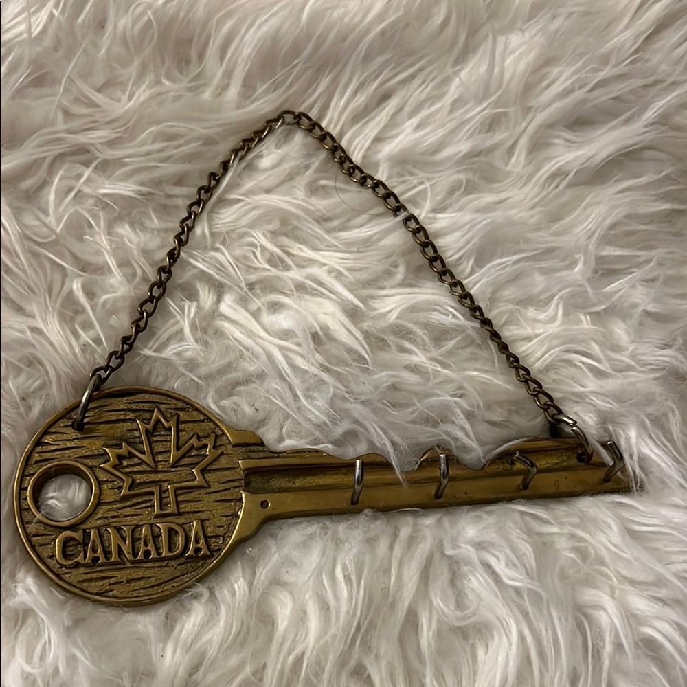 SOLD-Gold Key Wall Decor with Chain vintage